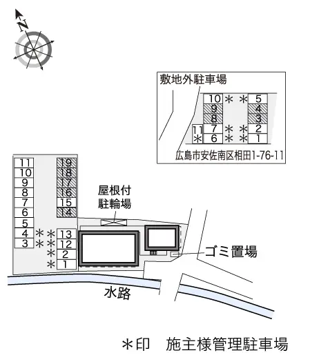 ★手数料０円★広島市安佐南区相田１丁目　月極駐車場（LP）